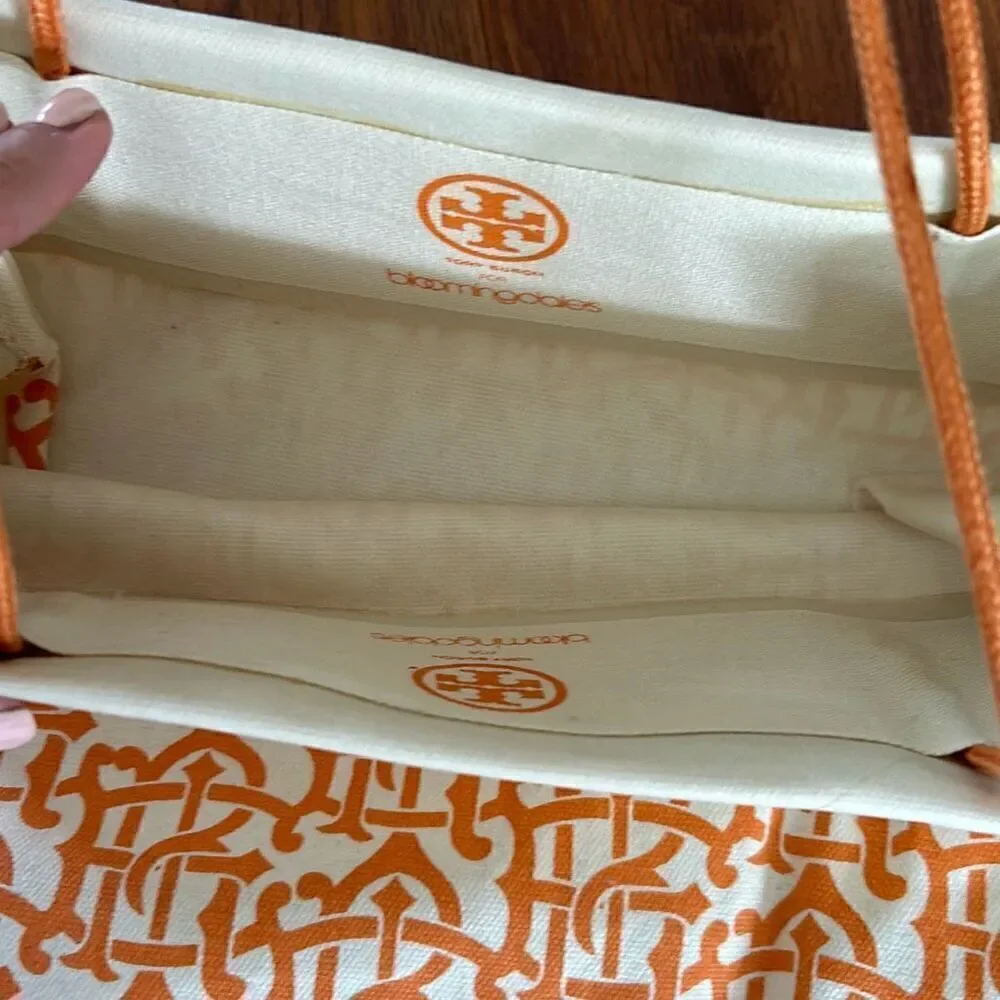 Tory Burch canvas tote bag orange cream